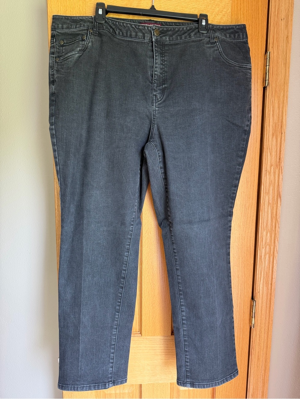 Jessica London Plus Size 22 Grey Straight Leg Denim Jeans Comfort Stretch Pants